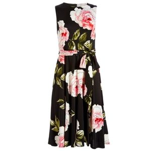 Misses Black Floral Midi Dress